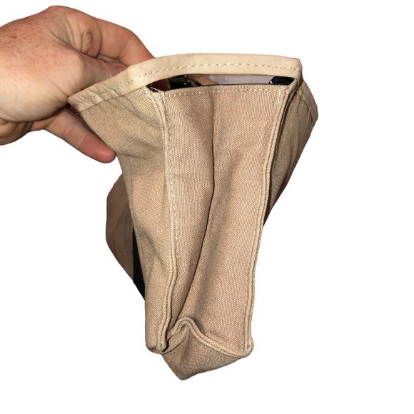 Jerome Gruet Paris France cotton khaki black stripe Large Makeup Bag zip… - Picture 4 of 5